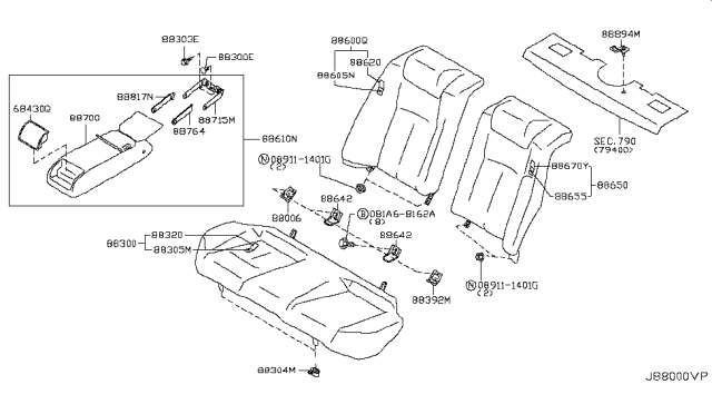 2008 Infiniti G35 Sedan Rear Seat Diagram 1