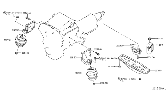 2007 Infiniti G35 Engine & Transmission     Mounting Diagram 4