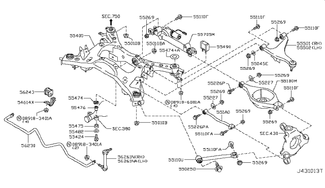 2007 Infiniti G35 Sedan Rear Suspension Diagram 3