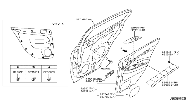 2011 Infiniti G25 Rear Door Trimming Diagram 1