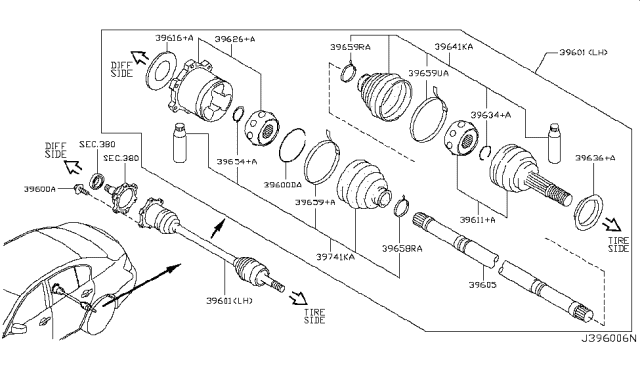 2010 Infiniti G37 Repair Kit-Seal,Inner Diagram for 39741-03P00