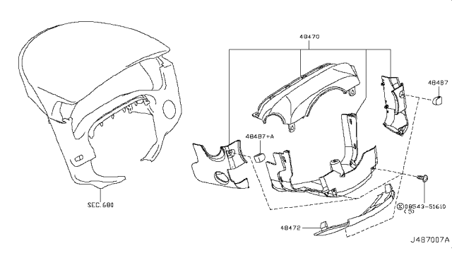 2008 Infiniti G37 Steering Column Shell Cover Diagram 3