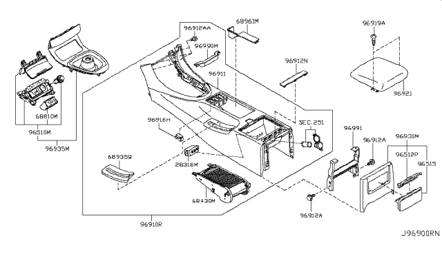 2010 Infiniti G37 Console Box Diagram 6