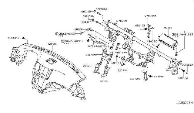 2008 Infiniti G35 Bolt Diagram for 67869-JK00A