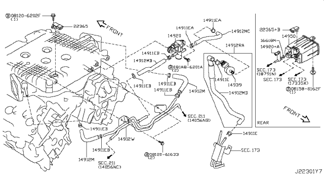 2012 Infiniti G25 Hose-Evaporation Control Diagram for 14912-1NM0C