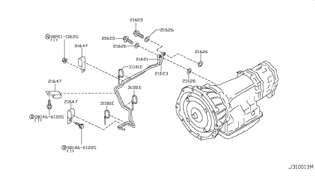 2009 Infiniti G37 Sedan Auto Transmission,Transaxle & Fitting Diagram 10