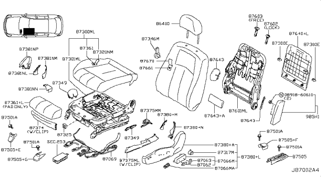 2010 Infiniti G37 Front Seat Diagram 4