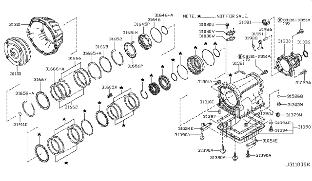 2008 Infiniti G35 Torque Converter,Housing & Case Diagram 1