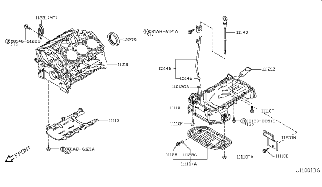 2008 Infiniti G37 Cylinder Block & Oil Pan Diagram 1
