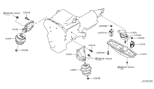 2015 Infiniti Q40 Engine & Transmission     Mounting Diagram 6