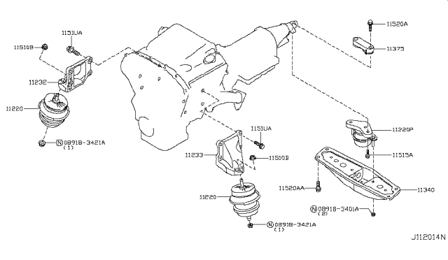 2009 Infiniti G37 Engine & Transmission     Mounting Diagram 2