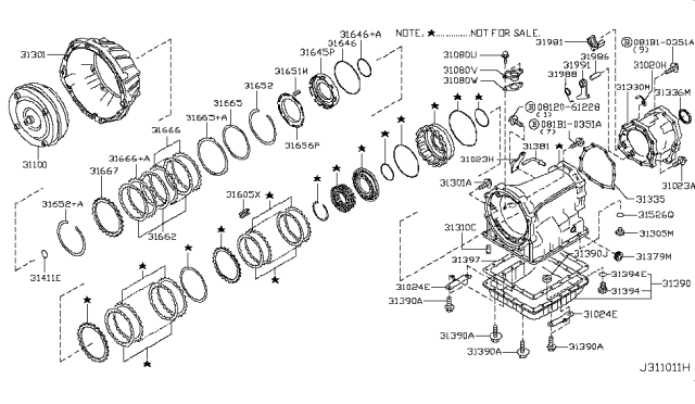 2008 Infiniti G37 Sedan Torque Converter,Housing & Case Diagram 3