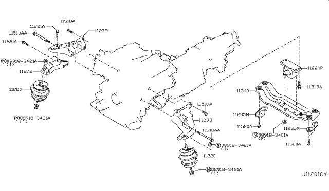 2013 Infiniti G37 Engine & Transmission     Mounting Diagram 4