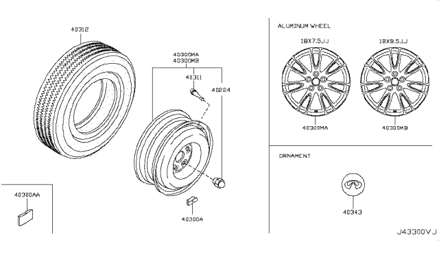 2008 Infiniti G35 Sedan Road Wheel & Tire Diagram 4