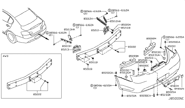 2011 Infiniti G25 Rear Bumper Diagram 2