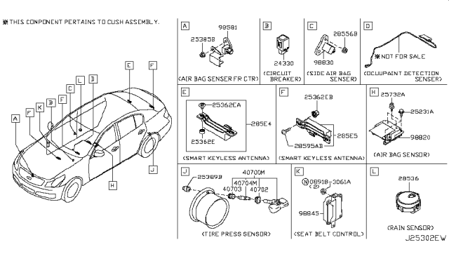 2015 Infiniti Q40 Sensor-Side,Air Bag Center Diagram for K8820-6WJ0A