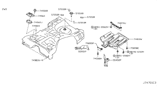 2015 Infiniti Q40 Stay-Stopper Diagram for 74843-1NM0A