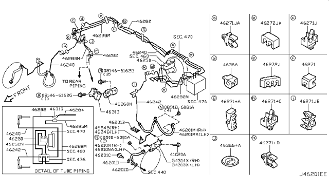 2008 Infiniti G35 Clip-Tube,Brake Diagram for 46271-1C405