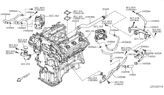 2013 Infiniti G37 Water Hose & Piping Diagram 2