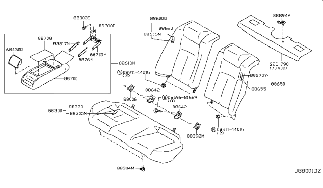 2010 Infiniti G37 Rear Seat Diagram 2