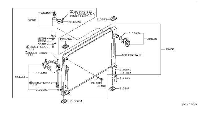 2008 Infiniti G35 Bracket-Radiator Mounting,Upper Diagram for 21542-JK000