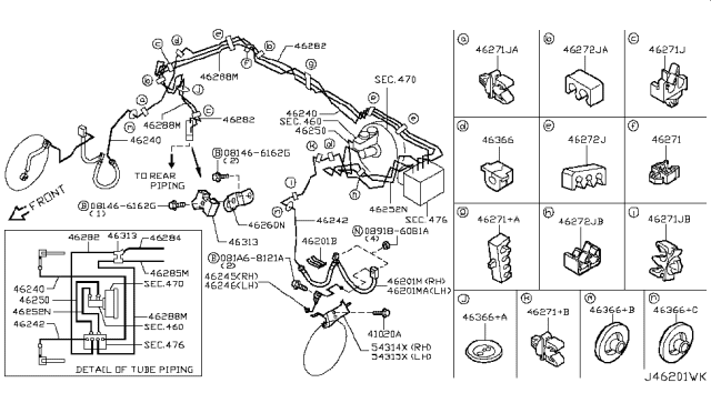 2012 Infiniti G37 Brake Piping & Control Diagram 5