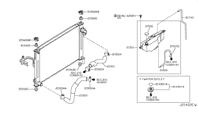 2008 Infiniti G37 Sedan Radiator,Shroud & Inverter Cooling Diagram 3