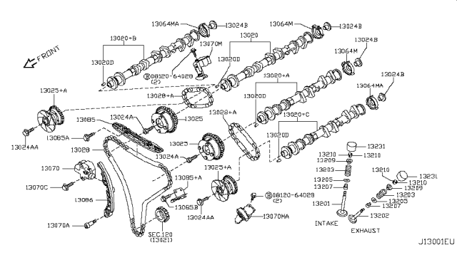 2011 Infiniti G25 Valve-Exhaust Diagram for 13202-KB20B