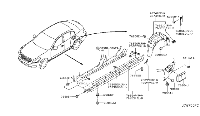 2015 Infiniti Q40 Body Side Fitting Diagram 1