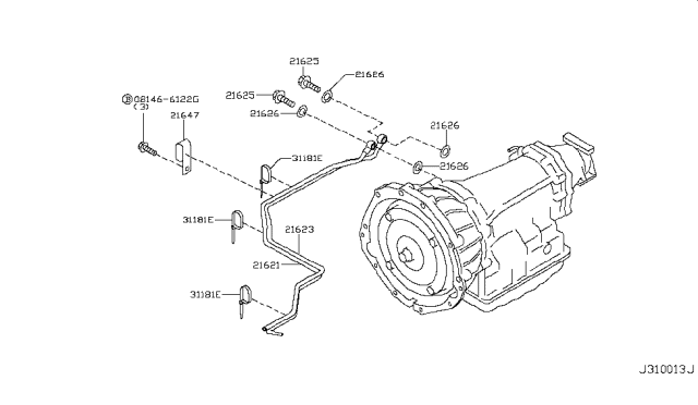 2009 Infiniti G37 Sedan Auto Transmission,Transaxle & Fitting Diagram 7