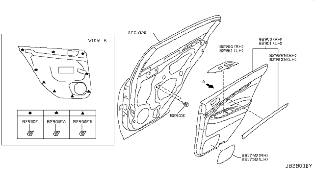 2010 Infiniti G37 Rear Door Trimming Diagram 2