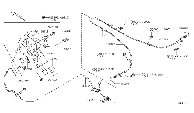 2010 Infiniti G37 Sedan Parking Brake Control Diagram 4