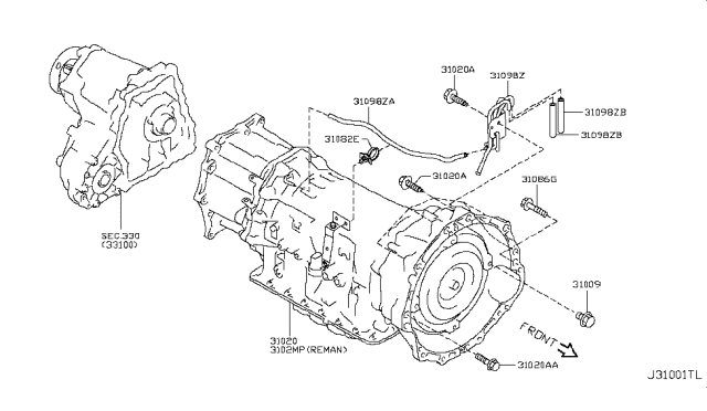 2012 Infiniti G25 Auto Transmission,Transaxle & Fitting Diagram 3