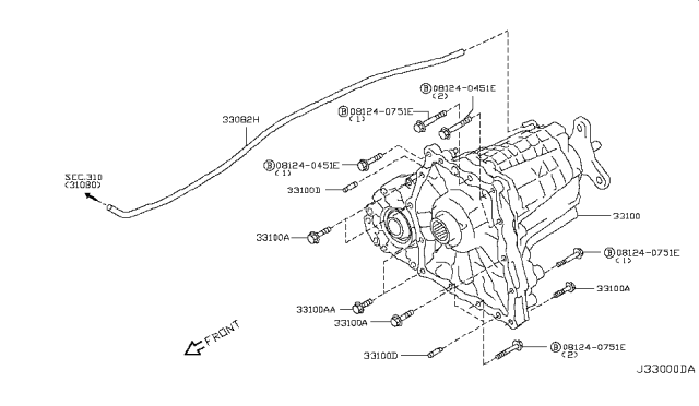 2015 Infiniti Q40 Transfer Assembly & Fitting Diagram 2