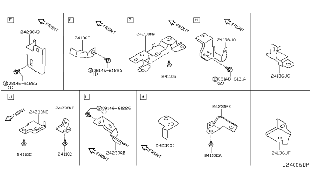 2010 Infiniti G37 Bracket Diagram for 24136-EG000