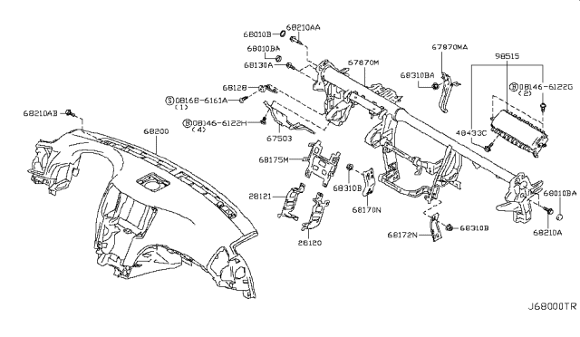 2007 Infiniti G35 Sedan Instrument Panel,Pad & Cluster Lid Diagram 1