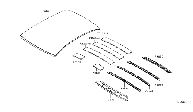 2008 Infiniti G35 Sedan Roof Panel & Fitting Diagram 1