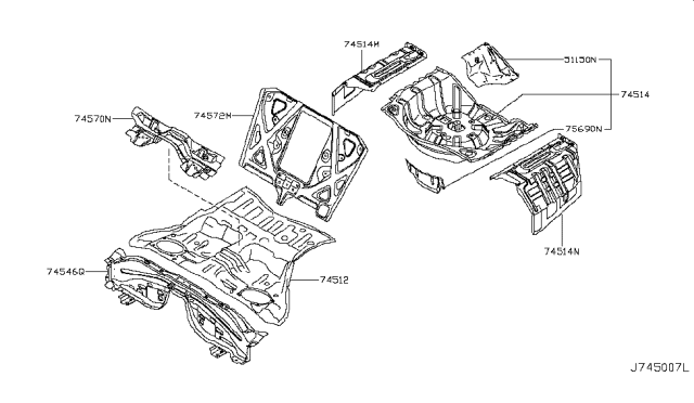 2012 Infiniti G25 Floor Panel (Rear) Diagram