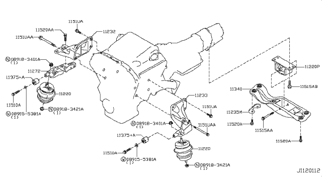 2008 Infiniti G35 Sedan Engine & Transmission     Mounting Diagram 4