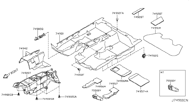 2007 Infiniti G35 Floor Trimming Diagram
