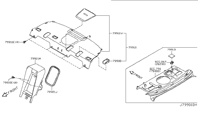 2015 Infiniti Q40 Rear Trimming Diagram