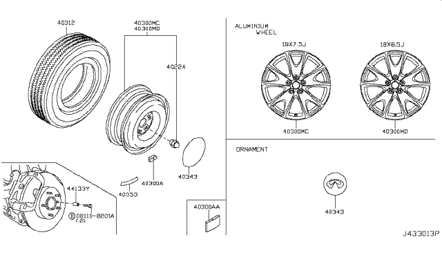 2009 Infiniti G37 Sedan Road Wheel & Tire Diagram 3