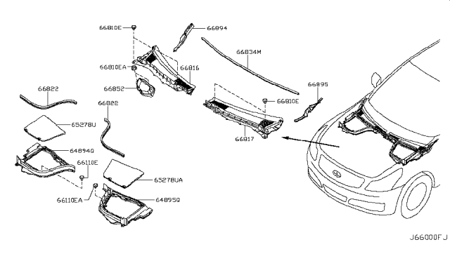 2013 Infiniti G37 Cowl Top & Fitting Diagram 1