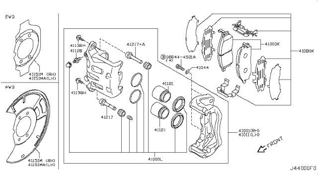 2009 Infiniti G37 Sedan Front Brake Diagram 1
