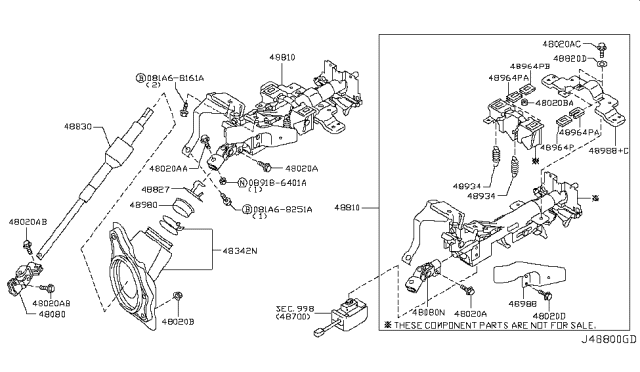 2009 Infiniti G37 Steering Column Diagram 1