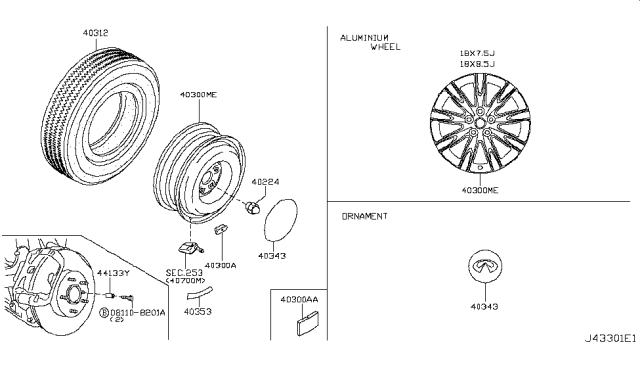 2015 Infiniti Q40 Road Wheel & Tire Diagram 4