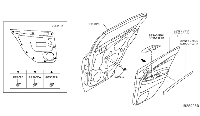 2007 Infiniti G35 Rear Door Trimming Diagram 2