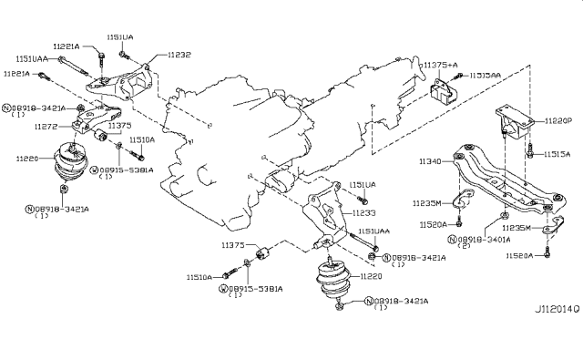 2008 Infiniti G35 Engine & Transmission     Mounting Diagram 5