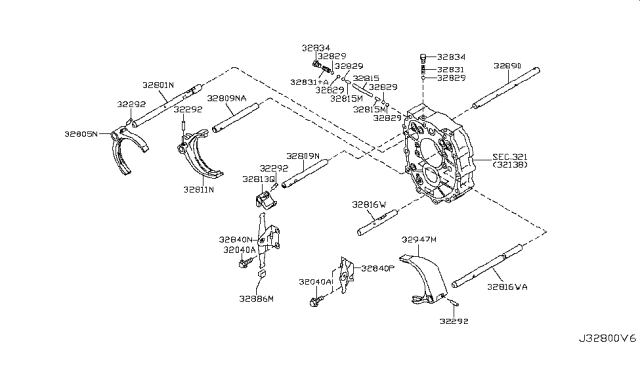 2011 Infiniti G37 Lever Assy-Control,5TH & 6TH Diagram for 32840-CD00A
