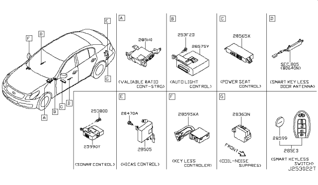 2009 Infiniti G37 Control Assembly-Auto Light Diagram for 253C0-JK60A